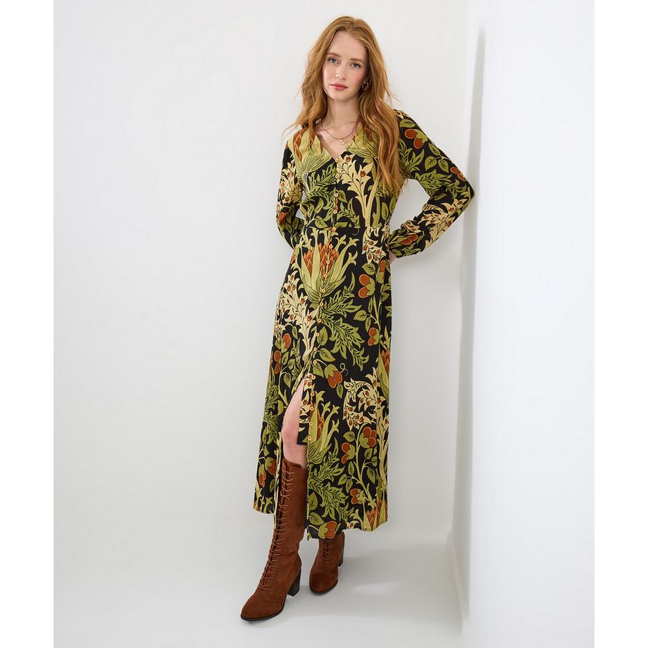 Boho-Maxikleid mit V-Ausschnitt und Blumenmuster