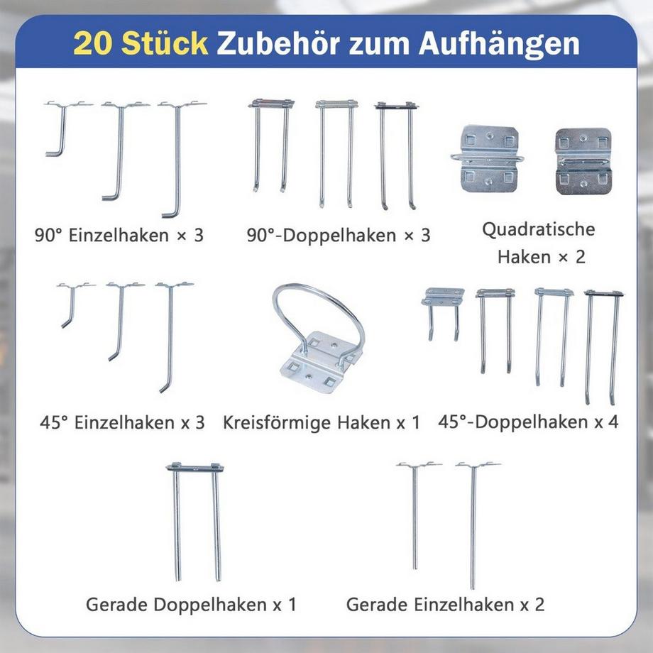 Northix Etabli 81 x 41 cm Table de travail capacité de charge 225 kg avec paroi perforée et amp; Tiroirs et amp; étagères bleues  
