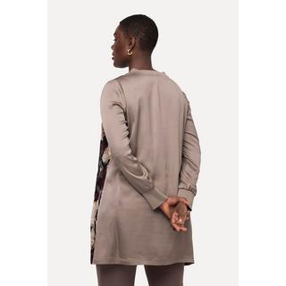 Ulla Popken Tunique longue en satin ligne A col V manches longues  