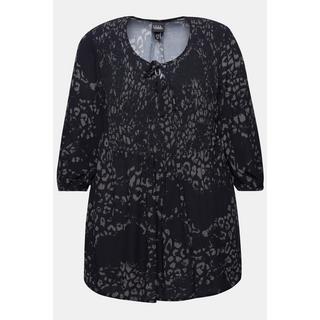 Ulla Popken  Blusa a punto smock, scollo rotondo e maniche a 3/4 nero 