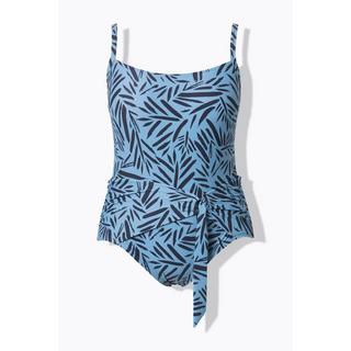 Ulla Popken  Maillot de bain avec bonnets souples, imprimé feuilles et bretelles spaghettis, matière recyclée 