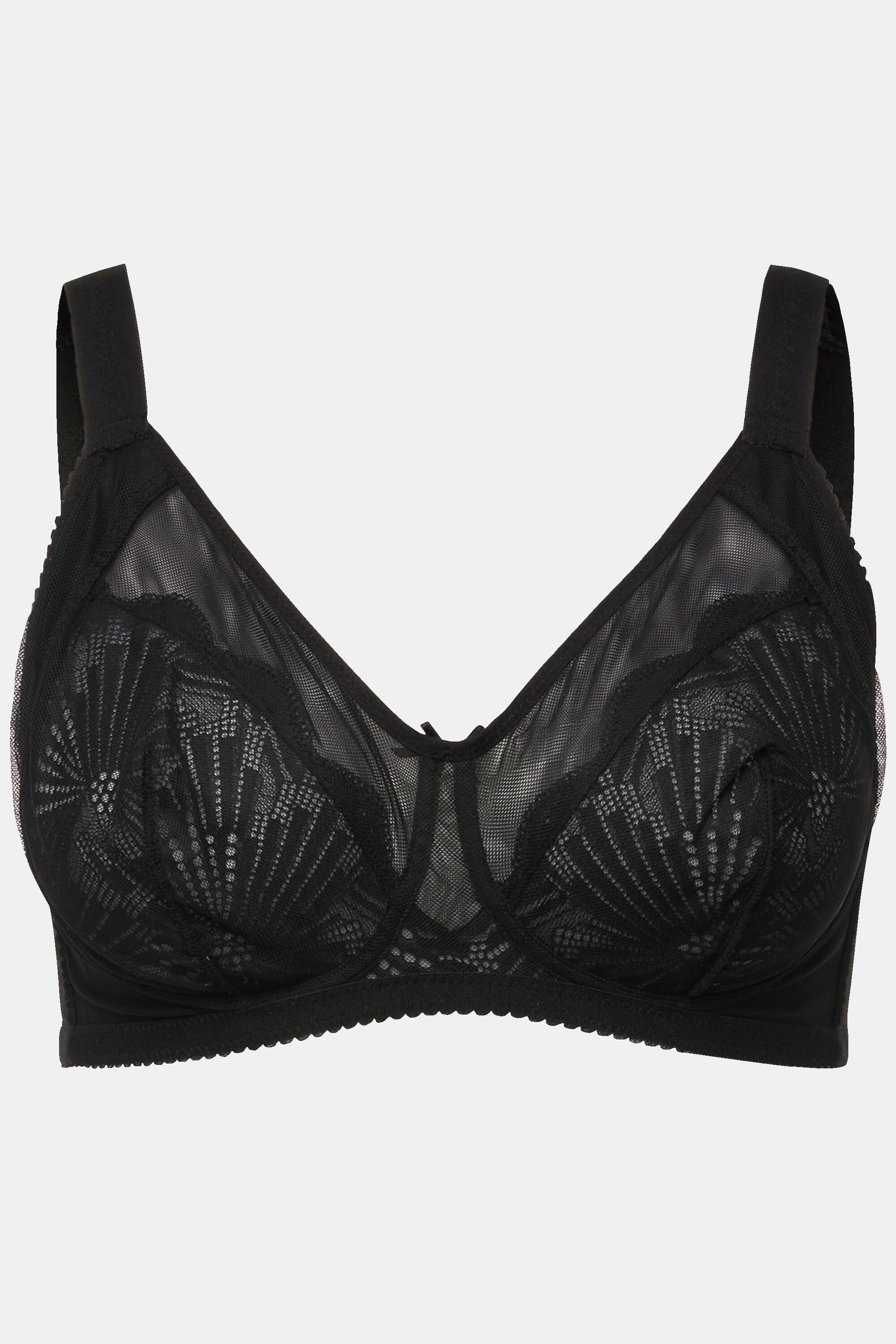 Ulla Popken  Reggiseno senza ferretto con mesh, pizzo e coppa B-E 