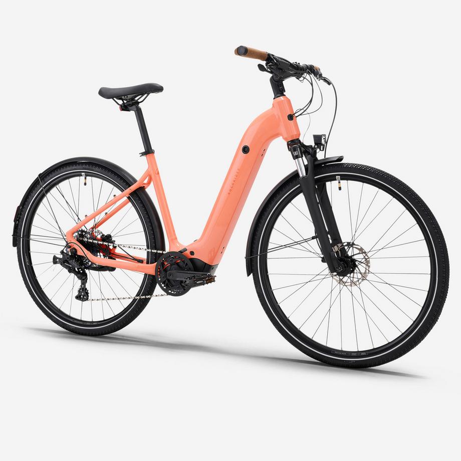 ROCKRIDER  E-Trekkingbike mit Mittelmotor & niedrigem Einstieg – E-ACTV 500 pfirsichfarben 