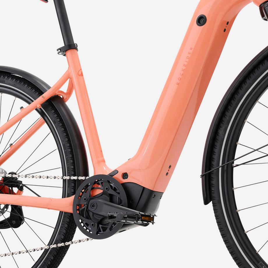ROCKRIDER  E-Trekkingbike mit Mittelmotor & niedrigem Einstieg – E-ACTV 500 pfirsichfarben 