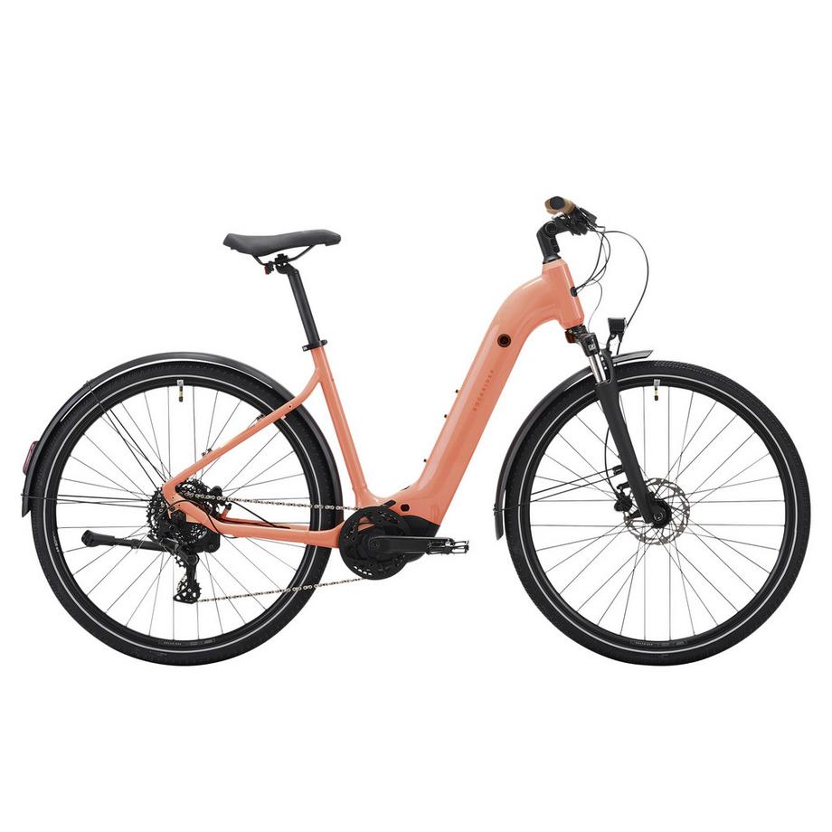 ROCKRIDER  E-Trekkingbike mit Mittelmotor & niedrigem Einstieg – E-ACTV 500 pfirsichfarben 