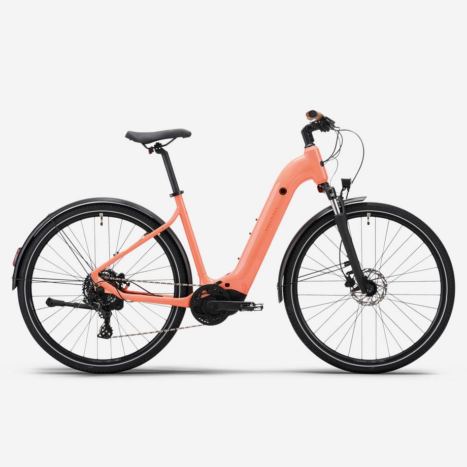 E-Trekkingbike mit Mittelmotor & niedrigem Einstieg – E-ACTV 500 pfirsichfarben