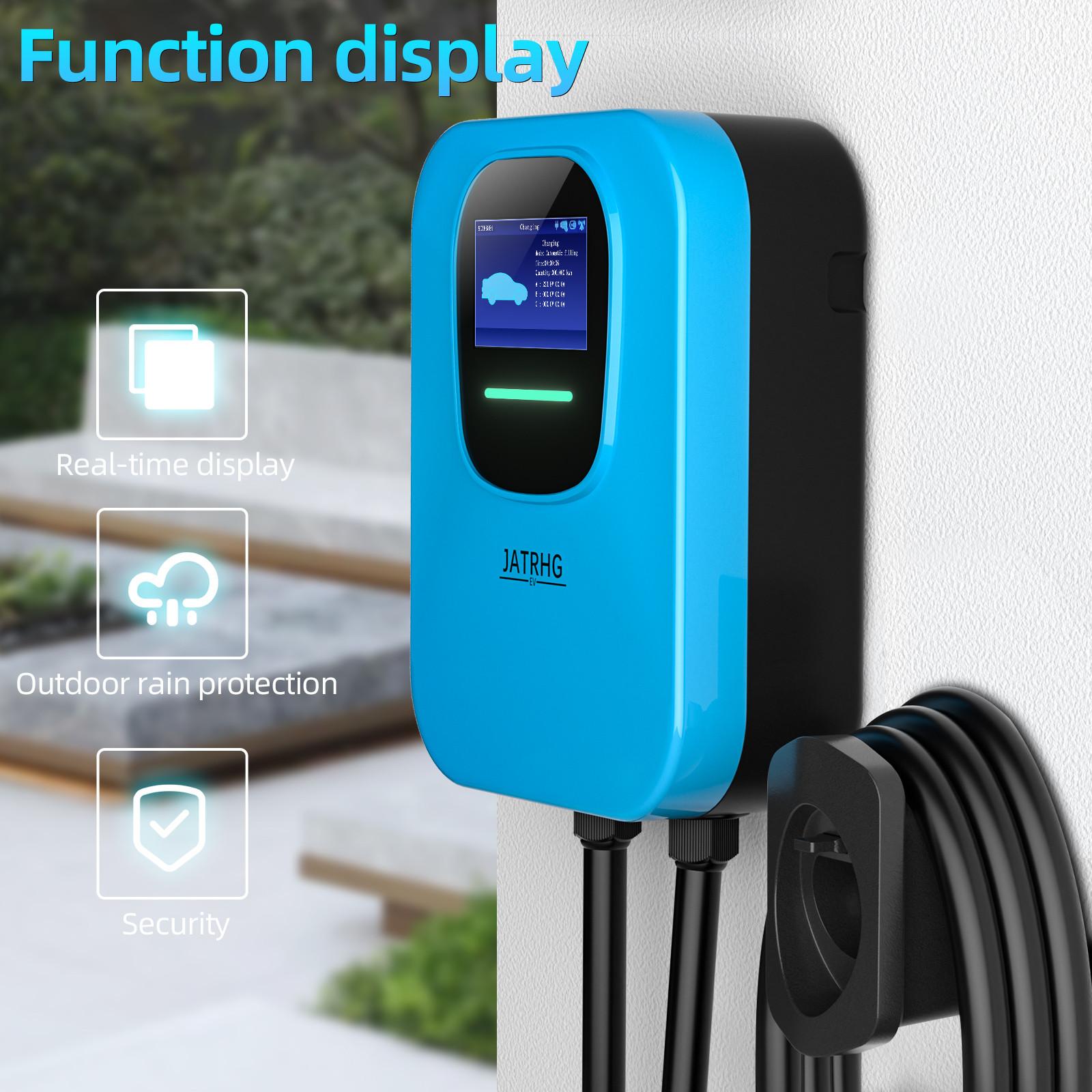 JATRHG  Chargeur EV JATRHG 22KW Triphasé - Type 2, 32A, Câble 8M - Station de Charge Rapide IEC 62196-2 Wallbox 