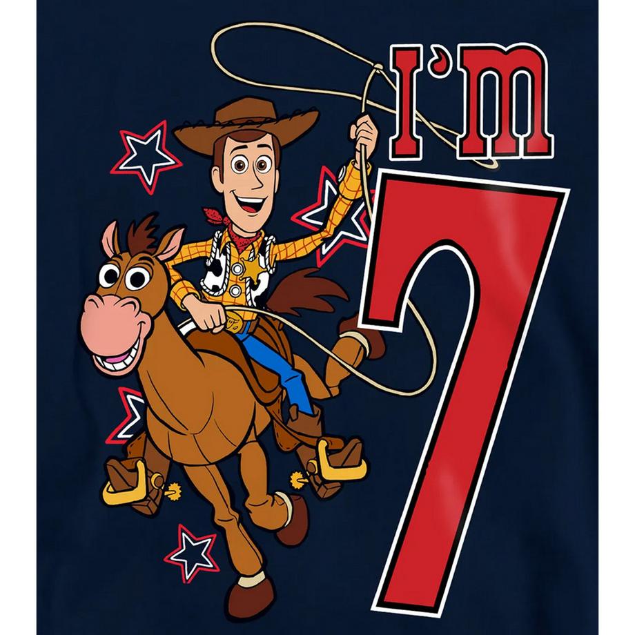 Toy Story  I'm 7 Felpa Con Cappuccio Compleanno Legno 