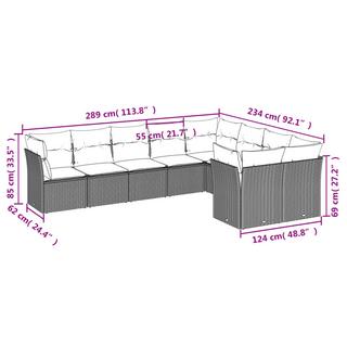 VidaXL Ensemble de canapés de jardin rotin synthétique  