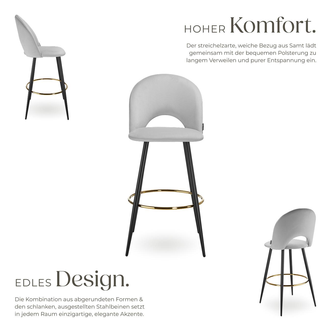 Tectake Sgabello da bar Sachel In velluto, imbottito  