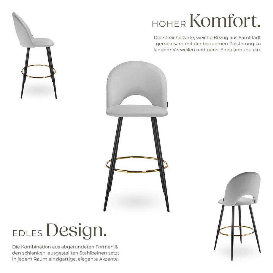 Tectake Sgabello da bar Sachel In velluto, imbottito  