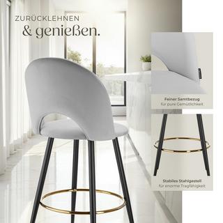 Tectake Sgabello da bar Sachel In velluto, imbottito  