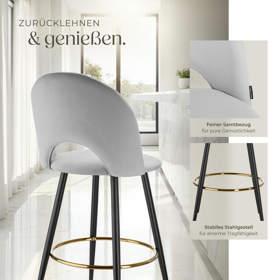 Tectake Sgabello da bar Sachel In velluto, imbottito  