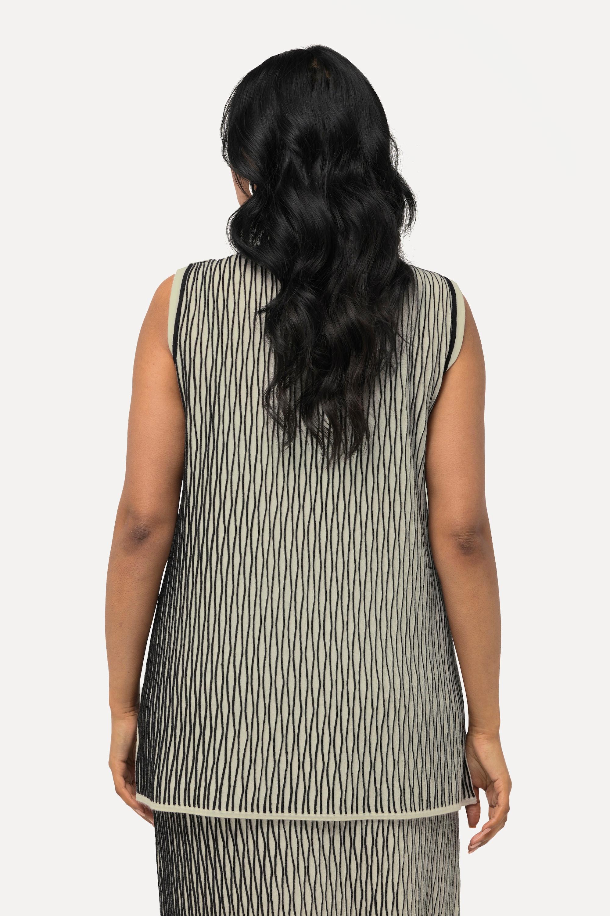 Ulla Popken Top smanicato di maglia scollo a V  