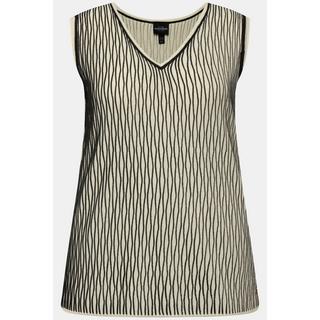 Ulla Popken  Top smanicato di maglia a costine con lana e scollo a V 