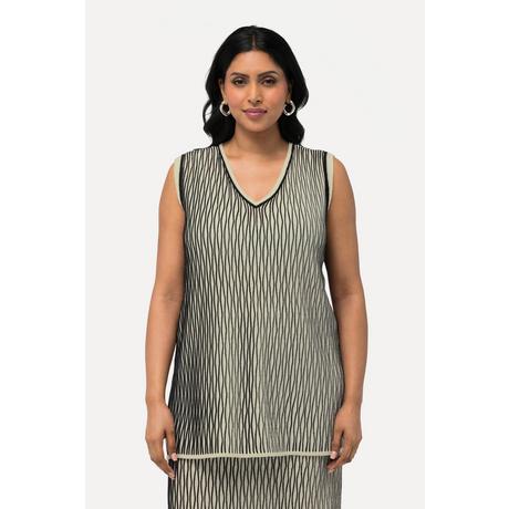 Ulla Popken Top smanicato di maglia scollo a V  