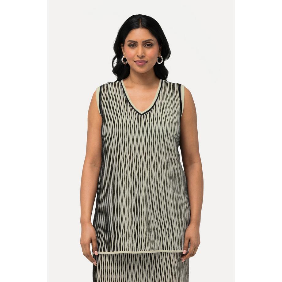 Ulla Popken Débardeur en maille Col V sans manches  