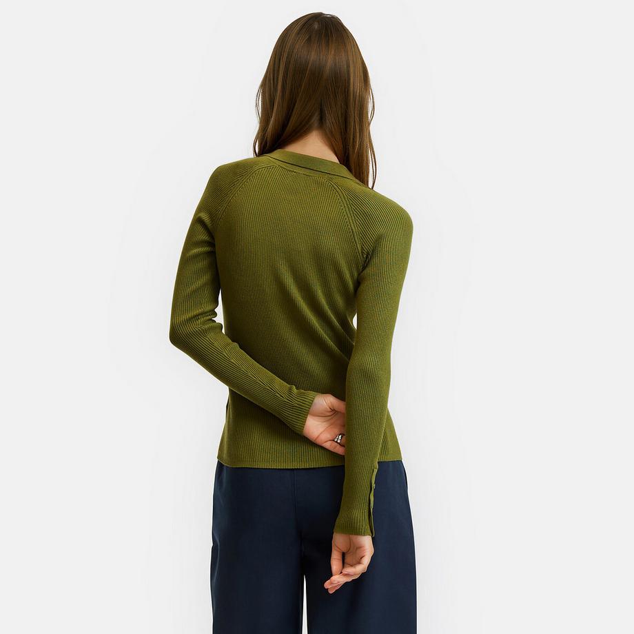 La Redoute Collections Pull col polo en maille côtelée  