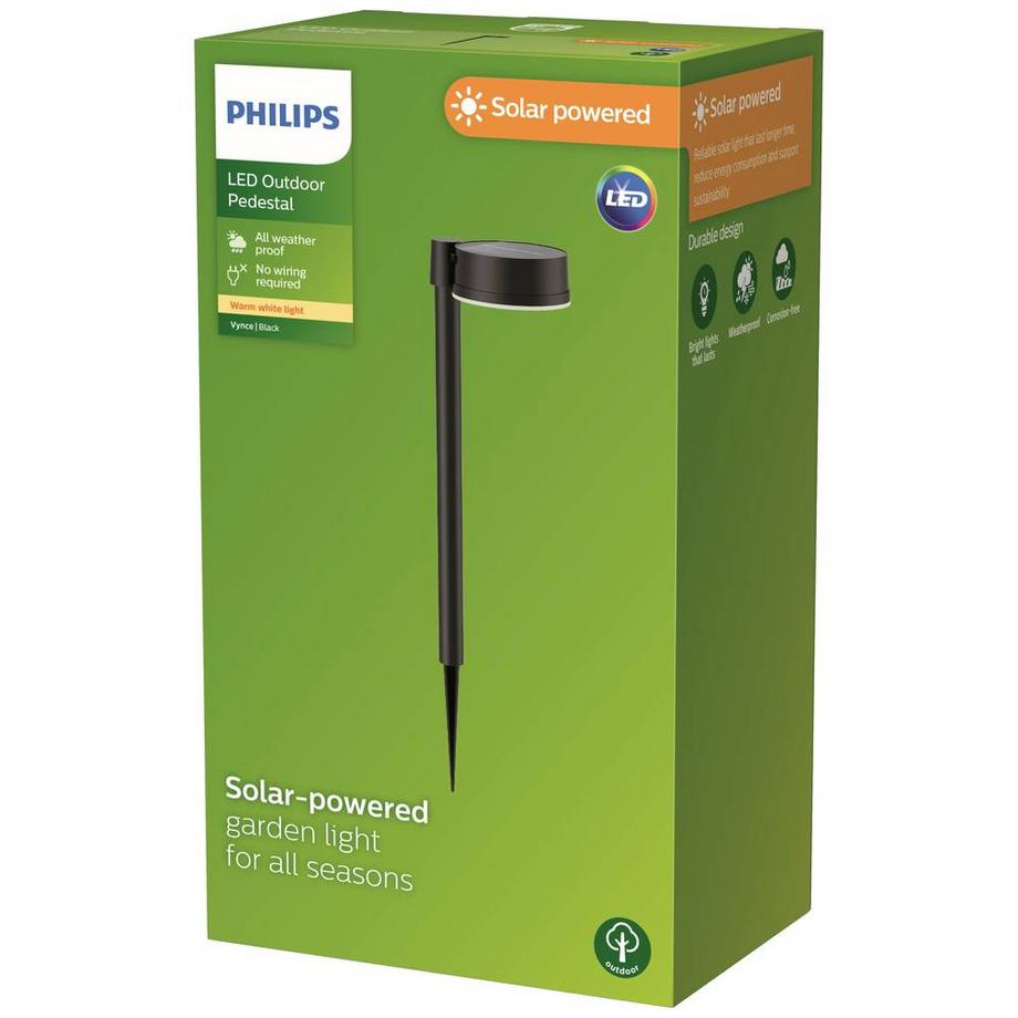 Philips Lighting Lampe Philips Outdoor Solar Vynce Spiess 1.5W, capteur de lumière du jour, rond, 2700 Kelvin  