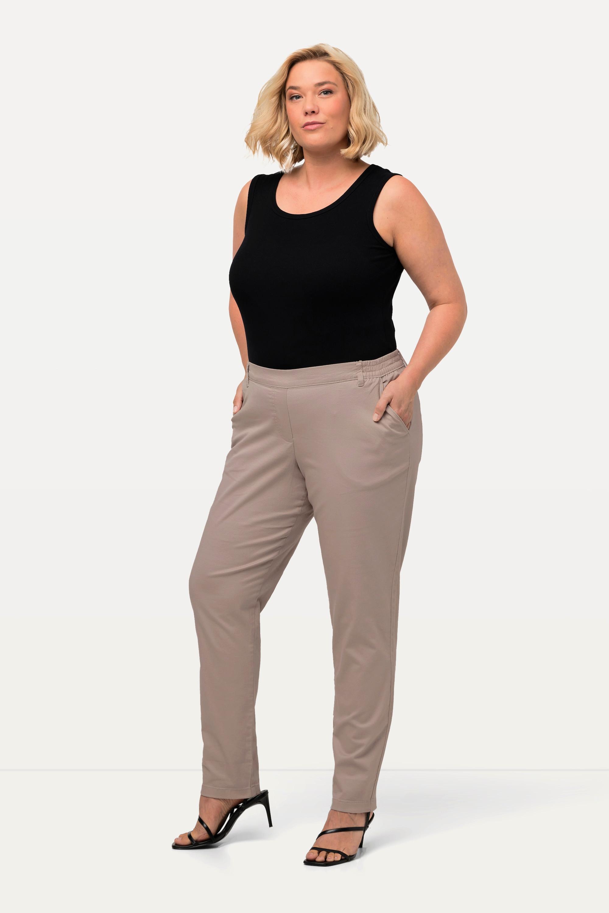 Ulla Popken  Chino Rena, teilelastischer Bund, konisches Bein 