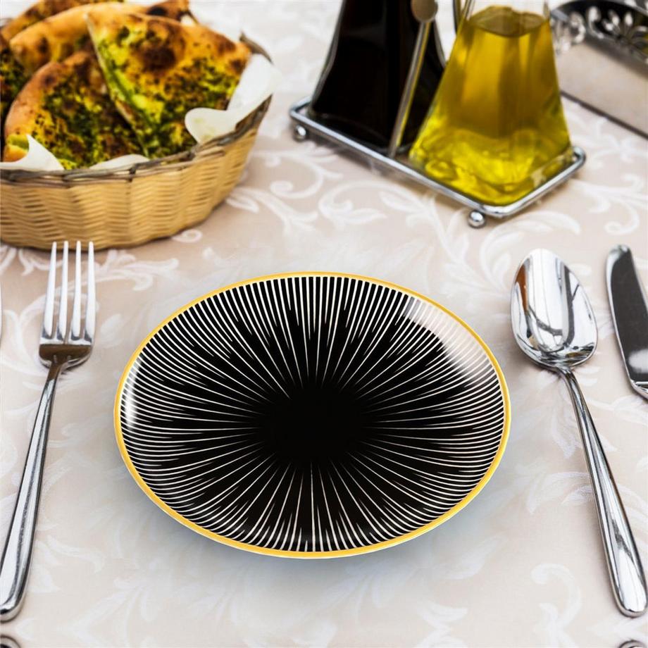 Intirilife 4x Assiettes en porcelaine en Rayé  