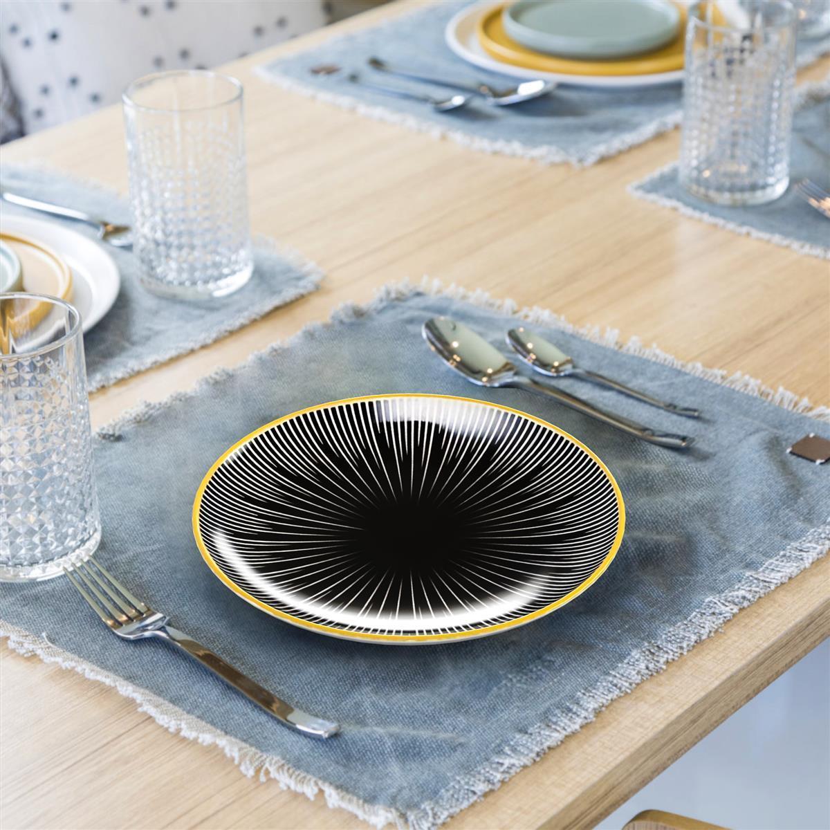 Intirilife 4x Assiettes en porcelaine en Rayé  