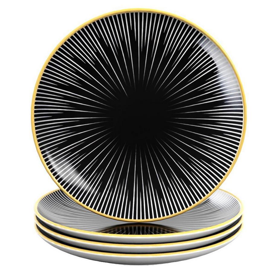 4x Assiettes en porcelaine en Rayé