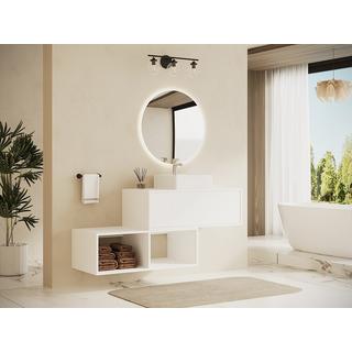 Vente-unique Mobile sotto lavabo sospeso con 2 nicchie 94 cm Bianco - TEANA  