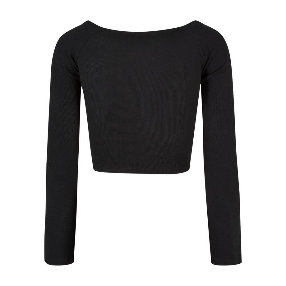 URBAN CLASSICS Top a costine a maniche lunghe scollo a V  