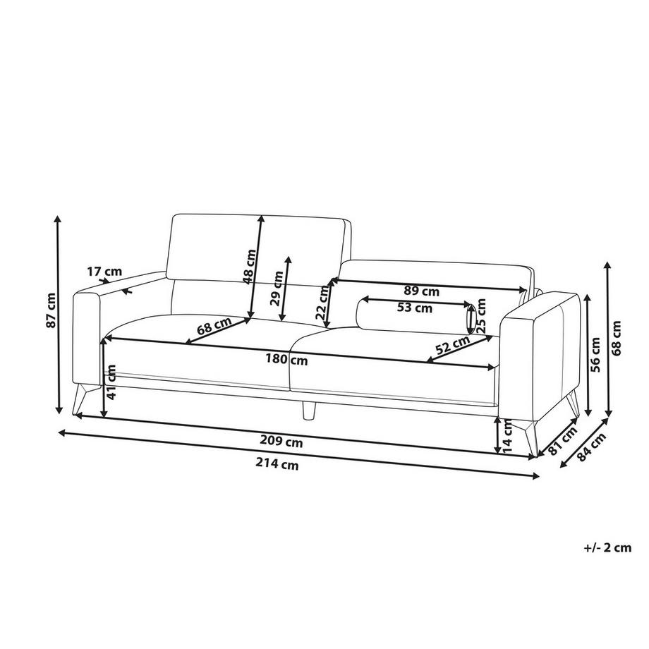 Beliani 3 Sitzer Sofa aus Stoff Skandinavisch ANGE  