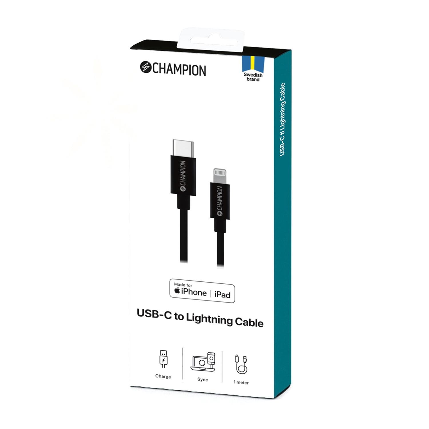 Champion  Cavo da USB-C a Lightning Nero 