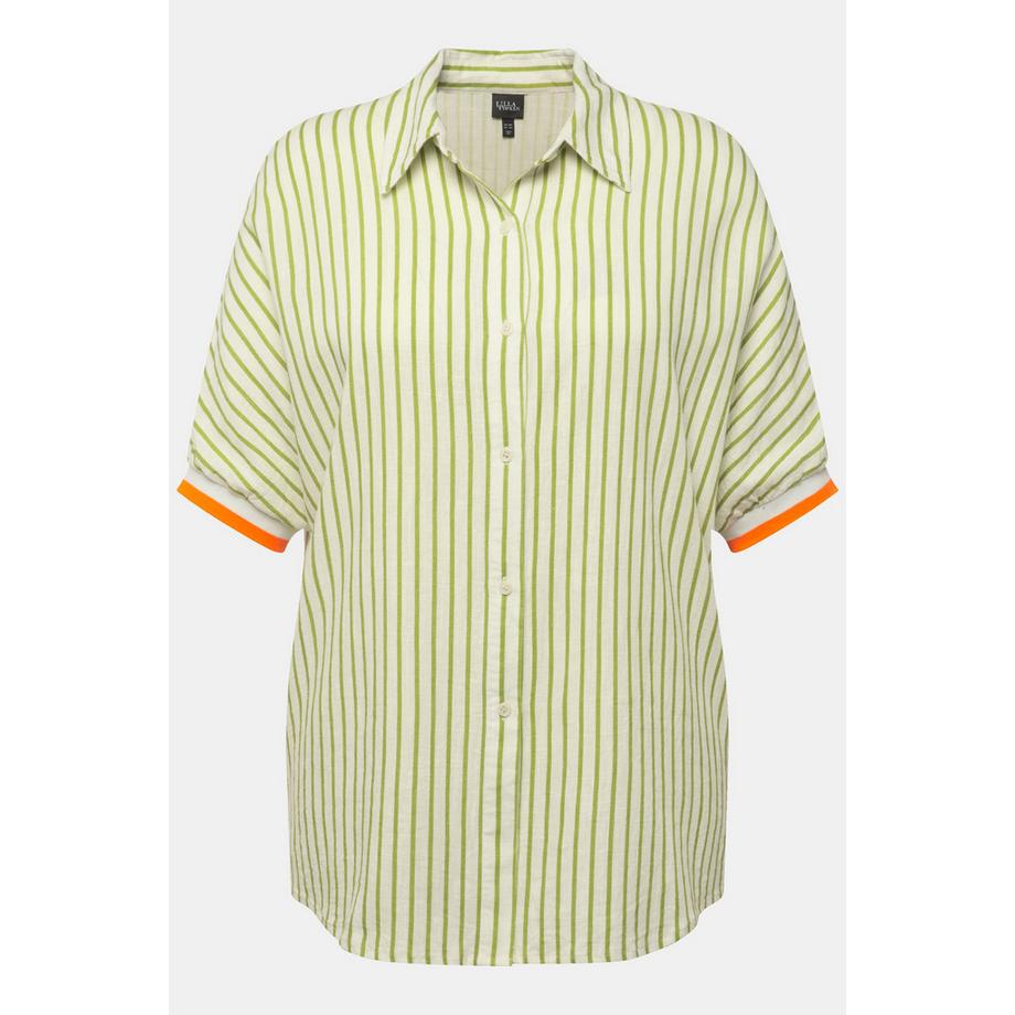 Ulla Popken Camicia Oversize in Misto Lino Mezza Manica  