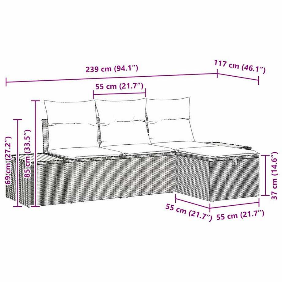 VidaXL Ensemble de canapé de jardin poly rattan  