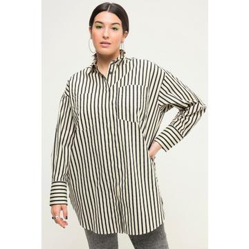 Camicia dal taglio oversize con righe, collo da camicia e maniche lunghe