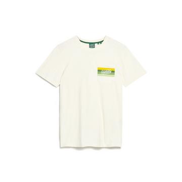 t-shirt con strisce e logo cali