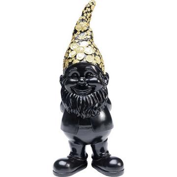 Figurine deco nain debout noir or 30