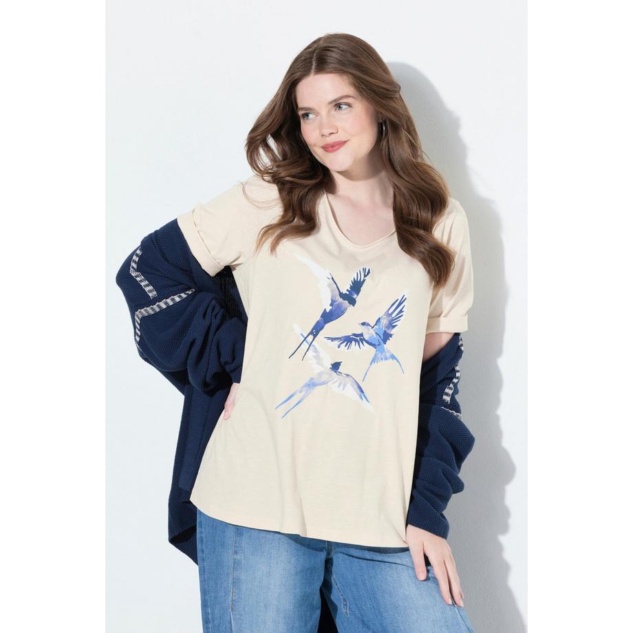 Ulla Popken Classic Schwalben V-Ausschnitt Halbarm T-Shirt  