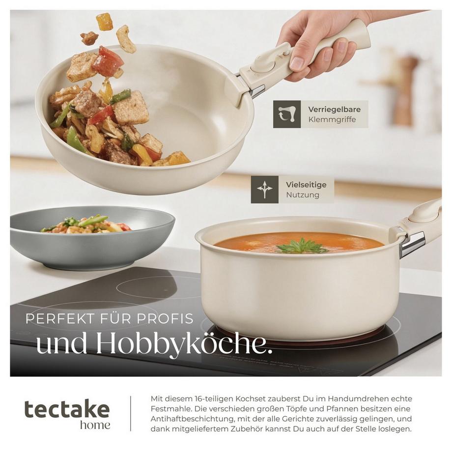 Tectake Set iniziale da cucina Una/Genova Set di stoviglie in gres, smaltate  