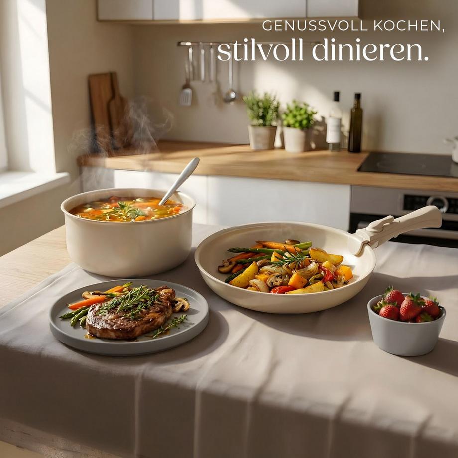 Tectake Set iniziale da cucina Una/Genova Set di stoviglie in gres, smaltate 40 pezzi  