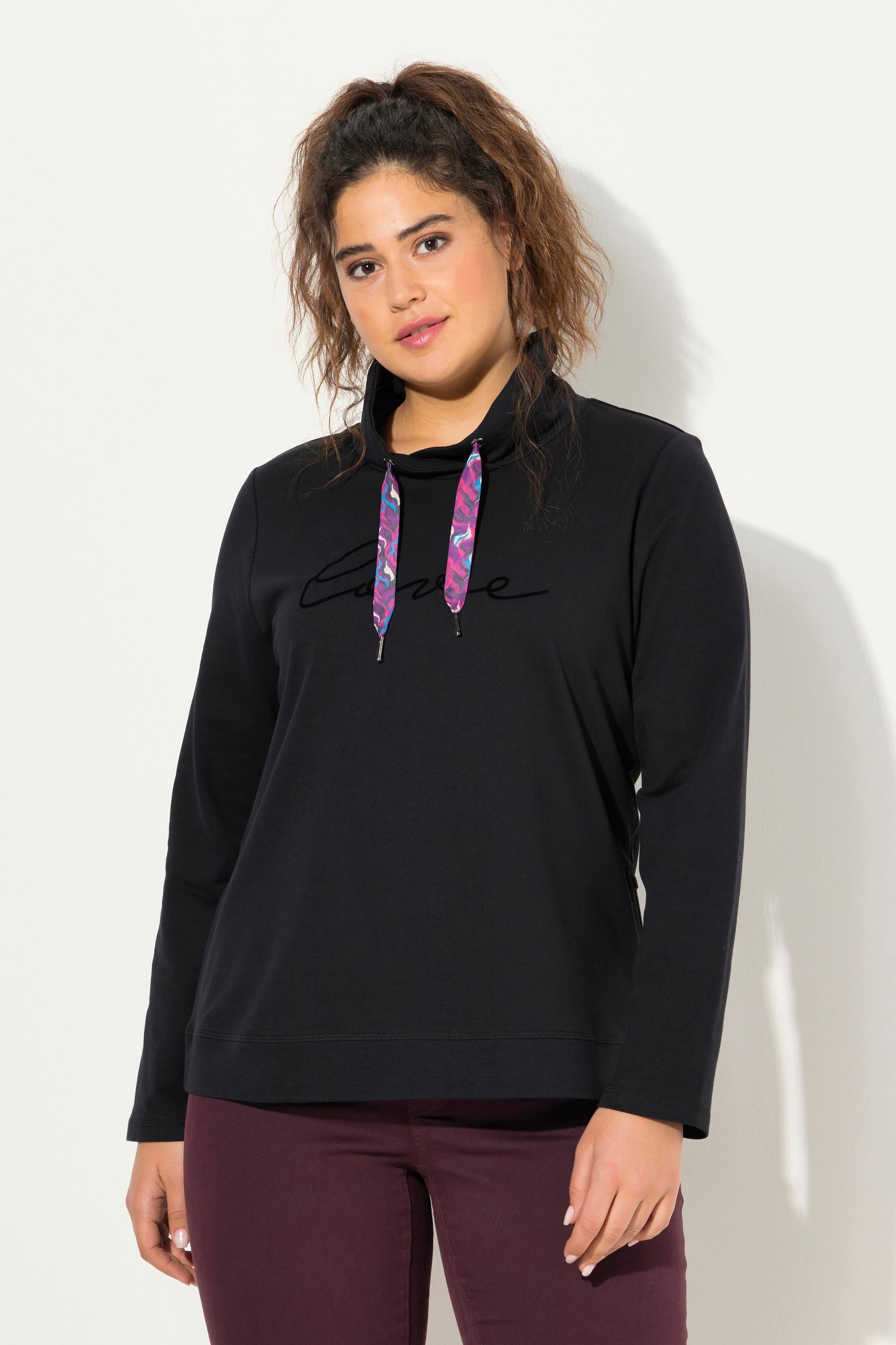 Ulla Popken  Sweatshirt, Stehkragen, Saum-Zipper, Langarm 