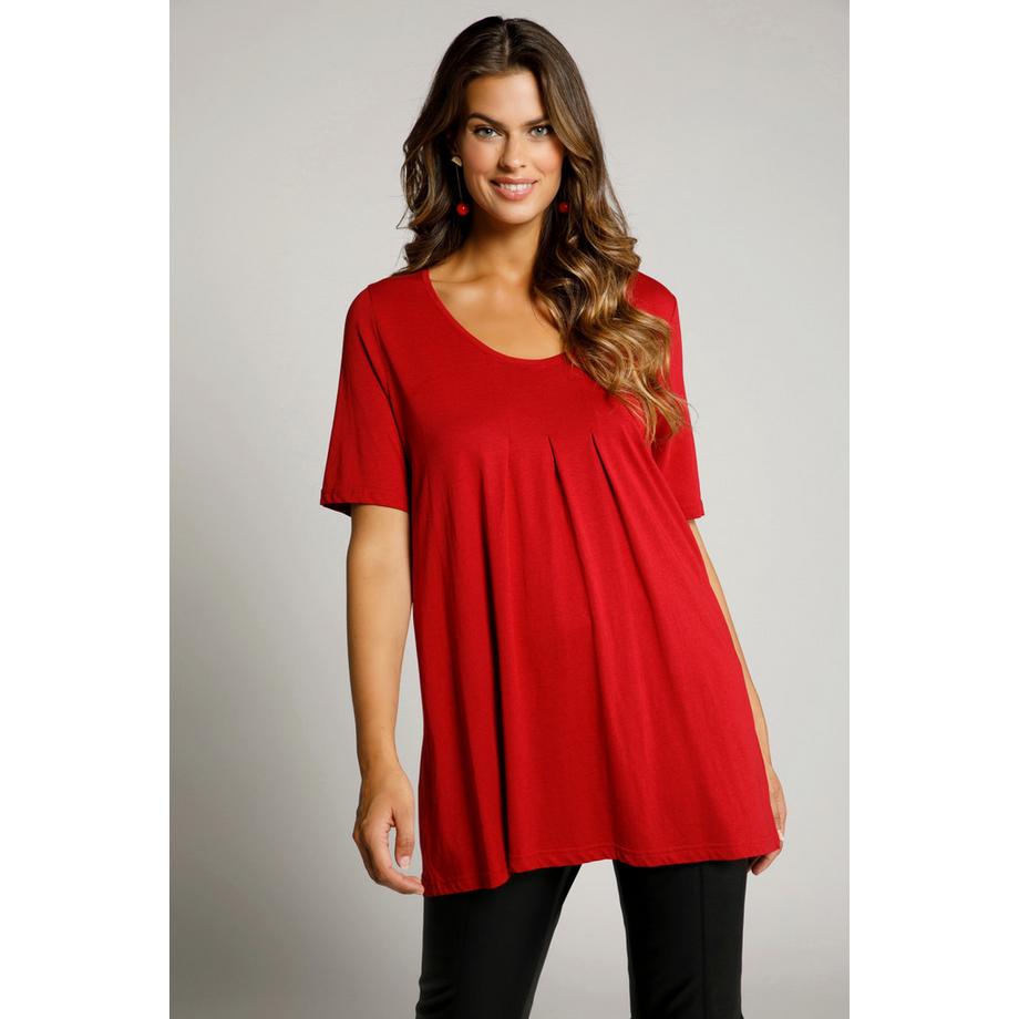 Ulla Popken T-shirt Pieghe Decorative Linea ad A Girocollo Mezza Manica  