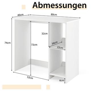 Northix Piccola scrivania con 2 scomparti tavolo per computer tavolo da ufficio tavolo per PC 80 x 40 x 74 cm bianco  