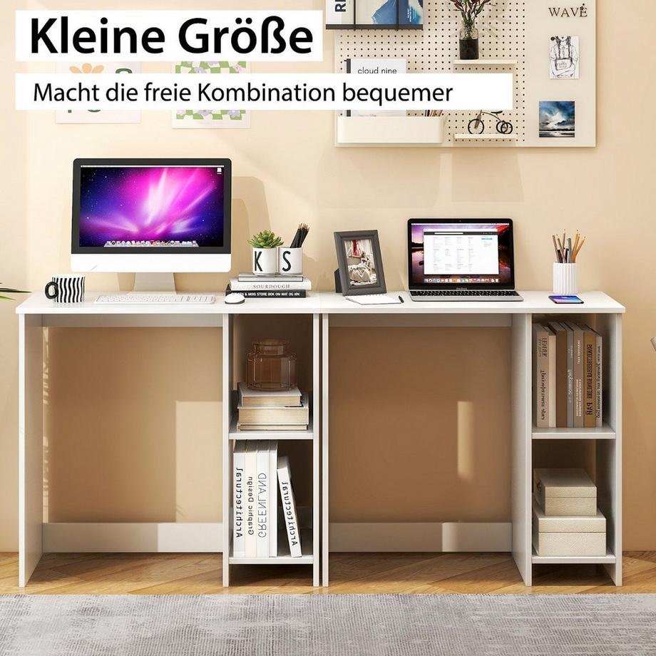 Northix Piccola scrivania con 2 scomparti tavolo per computer tavolo da ufficio tavolo per PC 80 x 40 x 74 cm bianco  