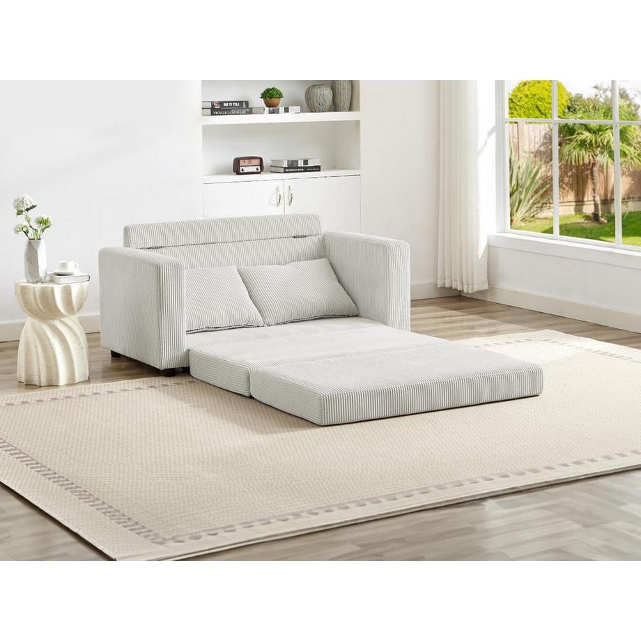 Vente-unique Sofa 2-Sitzer mit Schlaffunktion - Cord - Beige - MIRTO  