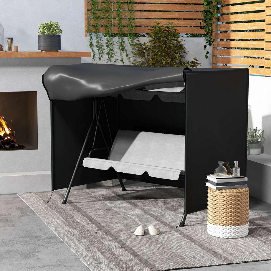 Northio Hollywoodschaukel Abdeckung 3 Sitzer, Wasserabweisend Winterfest Schutzhülle für Gartenschaukel, UV-Beständig Abdeckplane, Abdeckhaube, Reißfest 600D Oxford Gewebe, 205x124x164cm Schwarz Aosom  