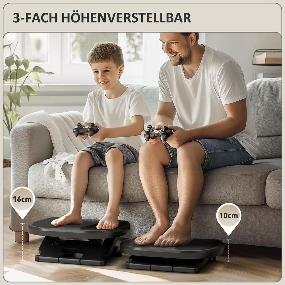 Northio  Fußstütze Schreibtisch, 3 Stufig Höhenverstellbar Fußbank, Ergonomische Fußablage, für Homeoffice, Büro, Grau 