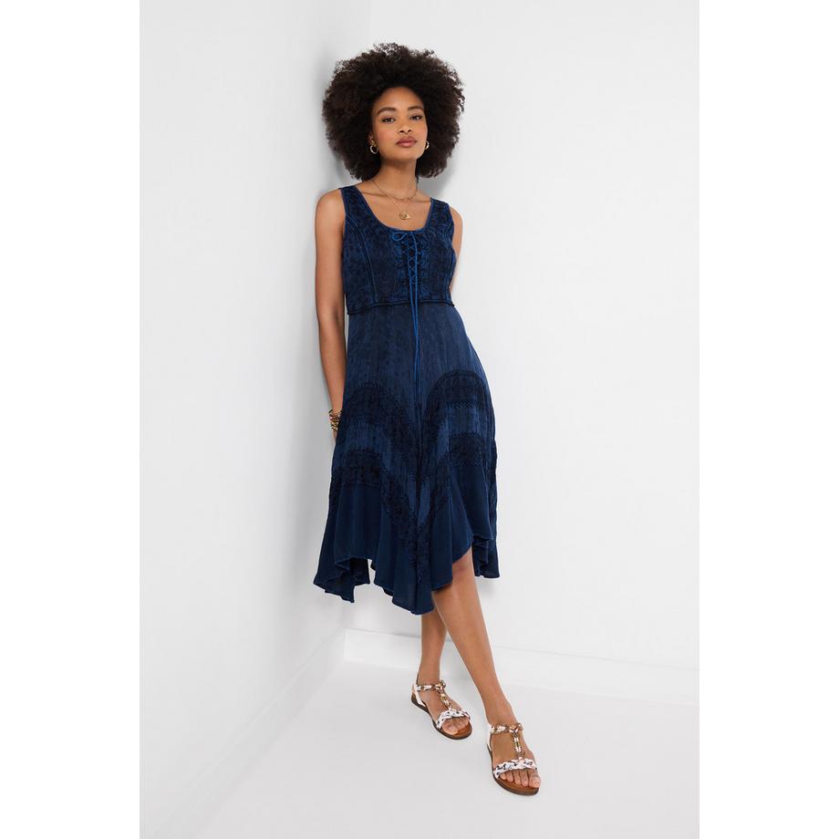 Joe Browns Knielanges Jacquard Kleid bestickt mit Zipfelsaum  