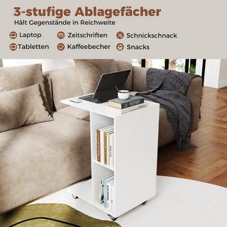 B2X C-förmiger Beistelltisch schmaler Beistelltisch mit Ablageflächen mobiler Nachttisch für Wohnzimmer  