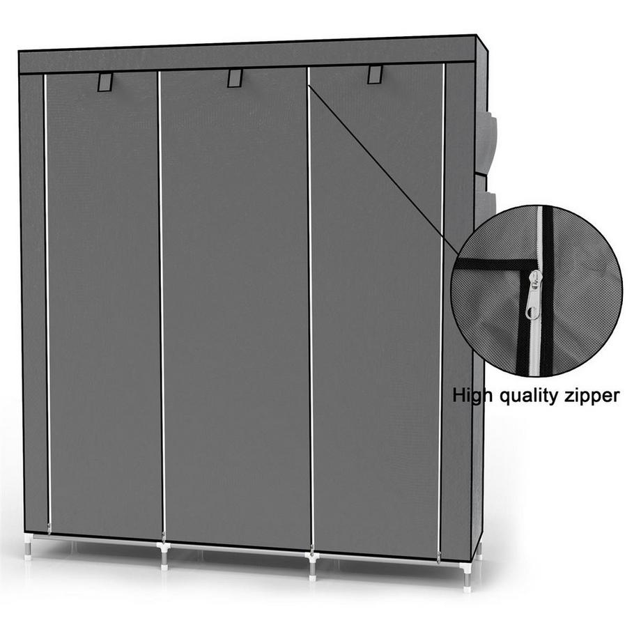 Intirilife Faltbarer Kleiderschrank mit Kleiderstange, Fächern und Seitentasche  