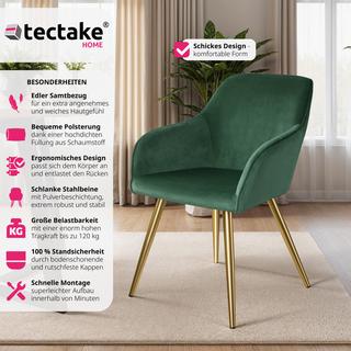 Tectake Chaise MARILYN Effet velours style scandinave  